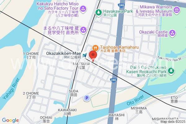 岡崎公園前メンズエステの地図です。map of Okazakikōenmae station where spa and massage salons are located