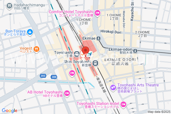 豊橋メンズエステの地図です。map of Toyohashi station where spa and massage salons are located