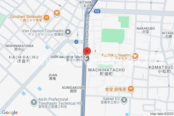 愛知大学前メンズエステの地図です。map of Aichidaigakumae station where spa and massage salons are located
