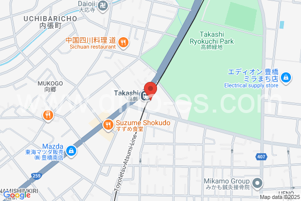 高師メンズエステの地図です。map of Takashi station where spa and massage salons are located