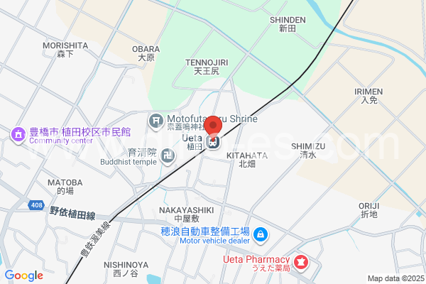 植田(豊橋鉄道)メンズエステの地図です。map of Ueda station where spa and massage salons are located