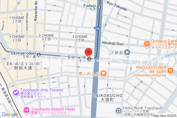新川(愛知)メンズエステの地図です。map of Nikkawa station where spa and massage salons are located