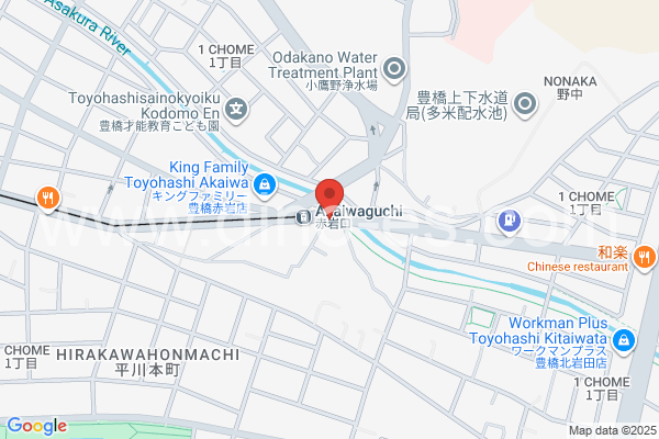 赤岩口メンズエステの地図です。map of Akaiwaguchi station where spa and massage salons are located