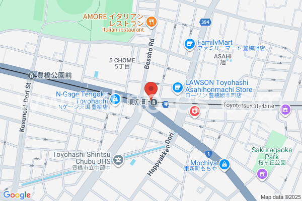 東八町メンズエステの地図です。map of Higashi-Hatchō station where spa and massage salons are located