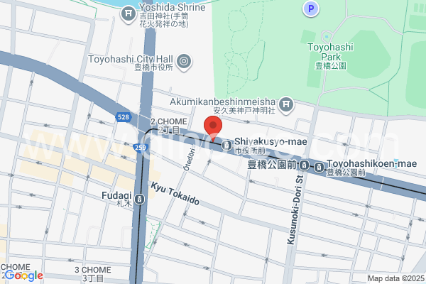 市役所前(愛知)メンズエステの地図です。map of Shiyakusho-mae station where spa and massage salons are located
