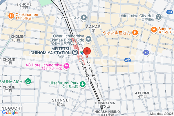 尾張一宮メンズエステの地図です。map of Owari-Ichinomiya station where spa and massage salons are located