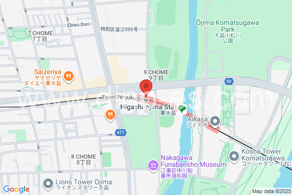 東大島メンズエステの地図です。map of Higashi-Ōjima station where spa and massage salons are located