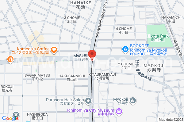 妙興寺メンズエステの地図です。map of Myōkōji station where spa and massage salons are located