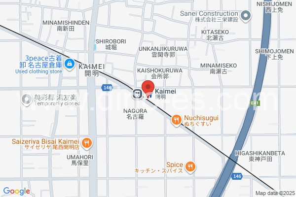 開明メンズエステの地図です。map of Kaimei station where spa and massage salons are located