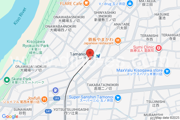 玉ノ井メンズエステの地図です。map of Tamanoi station where spa and massage salons are located