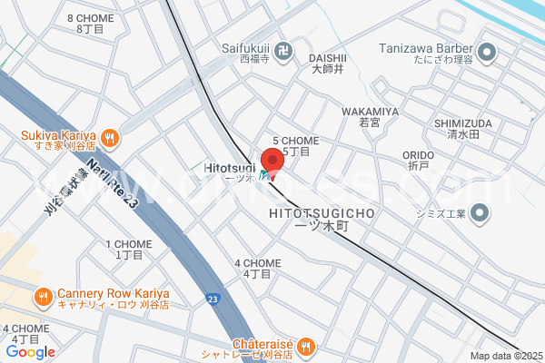 一ツ木メンズエステの地図です。map of Hitotsugi station where spa and massage salons are located