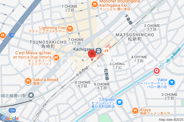 勝川(ＪＲ)メンズエステの地図です。map of Kachigawa station where spa and massage salons are located