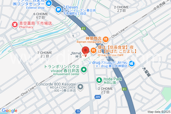 神領メンズエステの地図です。map of Jinryō station where spa and massage salons are located