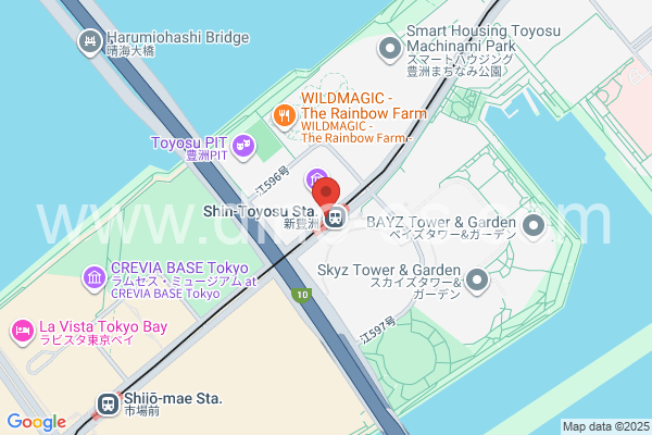 新豊洲メンズエステの地図です。map of Shin-Toyosu station where spa and massage salons are located