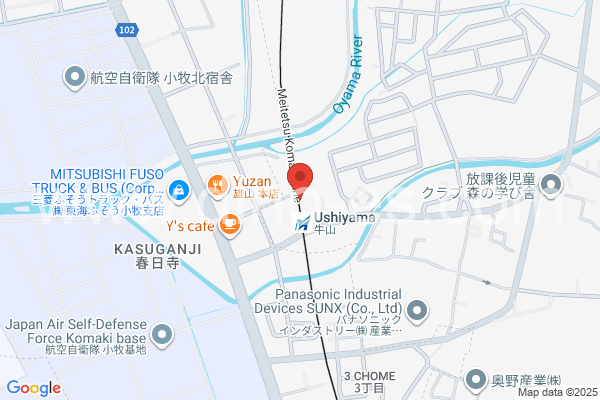 牛山メンズエステの地図です。map of Ushiyama station where spa and massage salons are located