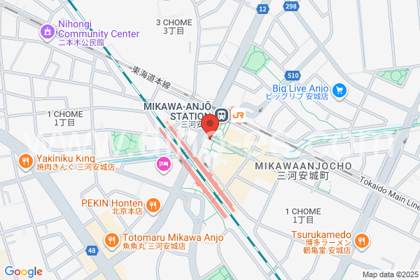 三河安城メンズエステの地図です。map of Mikawa-Anjō station where spa and massage salons are located