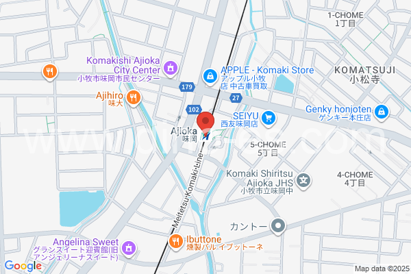 味岡メンズエステの地図です。map of Ajioka station where spa and massage salons are located