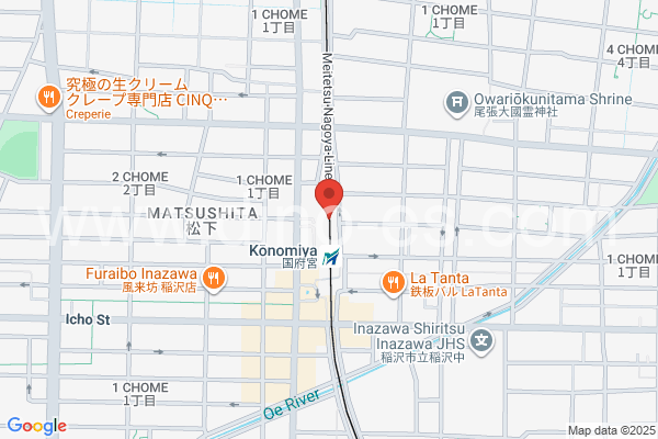 国府宮メンズエステの地図です。map of Kōnomiya station where spa and massage salons are located