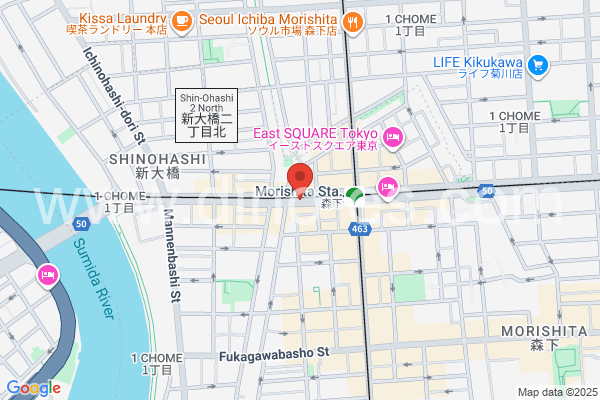 森下(東京)メンズエステの地図です。map of Morishita station where spa and massage salons are located