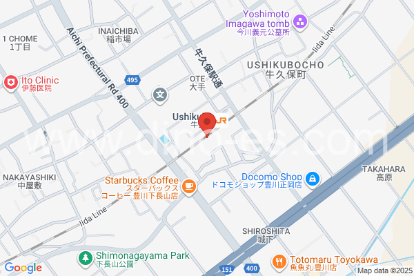 牛久保メンズエステの地図です。map of Ushikubo station where spa and massage salons are located