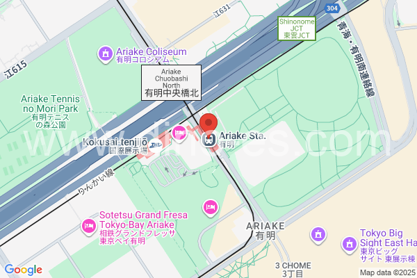 有明(東京)メンズエステの地図です。map of Ariake station where spa and massage salons are located