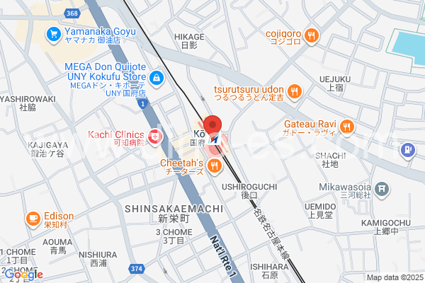 国府(愛知)メンズエステの地図です。map of Kō station where spa and massage salons are located