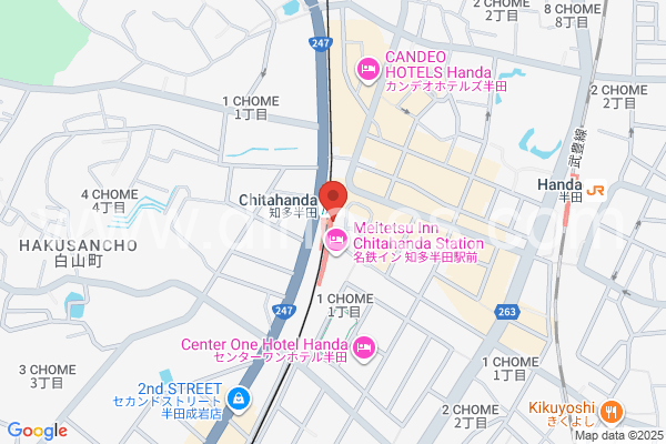 知多半田メンズエステの地図です。map of Chita-Handa station where spa and massage salons are located