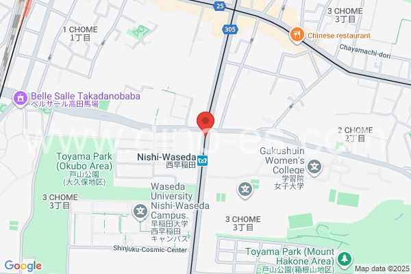 西早稲田メンズエステの地図です。map of Nishi-Waseda station where spa and massage salons are located