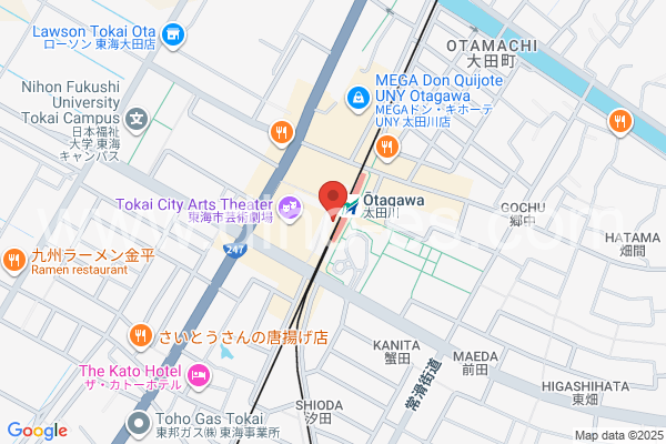 太田川メンズエステの地図です。map of Ōtagawa station where spa and massage salons are located
