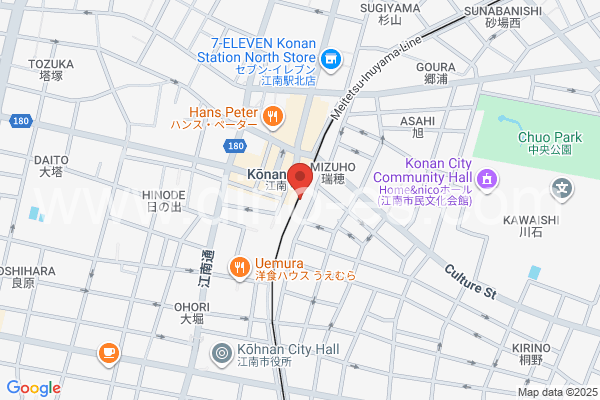 江南(愛知)メンズエステの地図です。map of Kōnan station where spa and massage salons are located