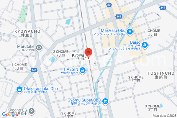 共和メンズエステの地図です。map of Kyōwa station where spa and massage salons are located