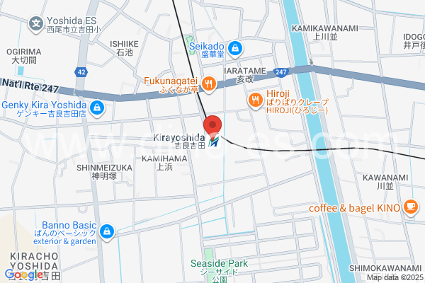 吉良吉田メンズエステの地図です。map of Kira-Yoshida station where spa and massage salons are located