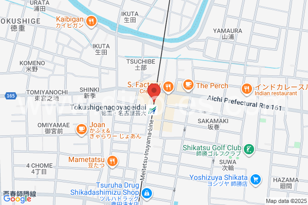 徳重・名古屋芸大メンズエステの地図です。map of Tokushige-Nagoyageidai station where spa and massage salons are located