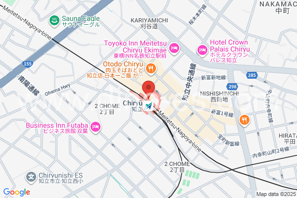 知立メンズエステの地図です。map of Chiryū station where spa and massage salons are located