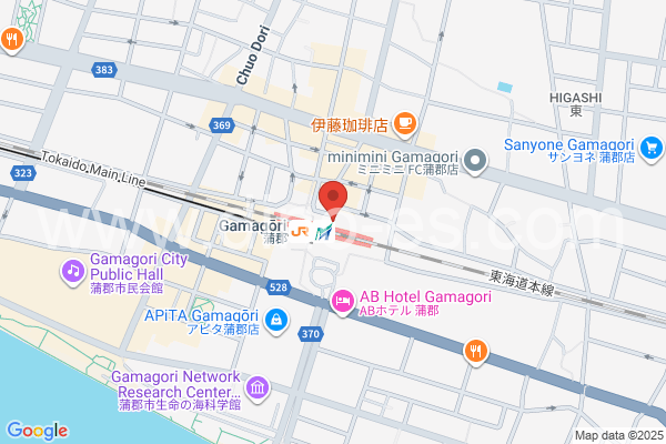 蒲郡メンズエステの地図です。map of Gamagōri station where spa and massage salons are located