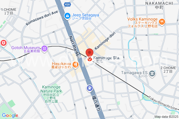 上野毛メンズエステの地図です。map of Kaminoge station where spa and massage salons are located