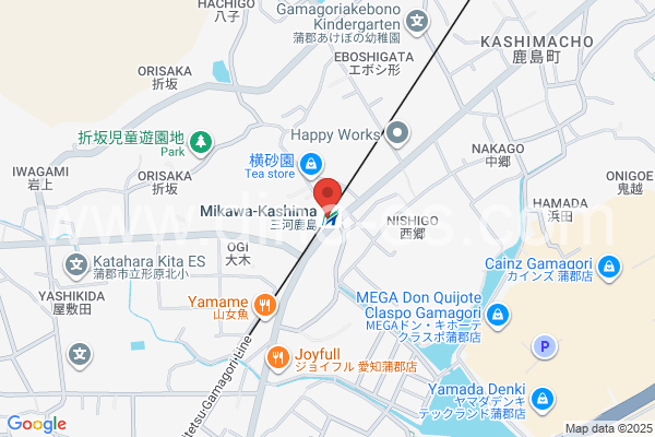 三河鹿島メンズエステの地図です。map of Mikawa-Kashima station where spa and massage salons are located