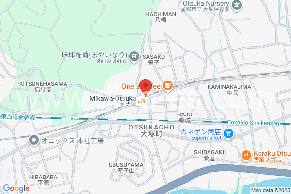 三河大塚メンズエステの地図です。map of Mikawa-Ōtsuka station where spa and massage salons are located