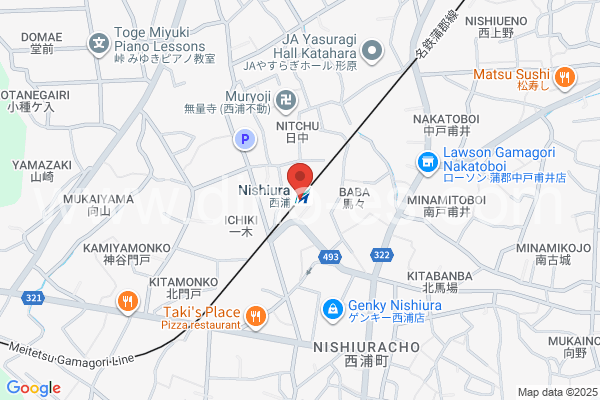 西浦メンズエステの地図です。map of Nishiura station where spa and massage salons are located