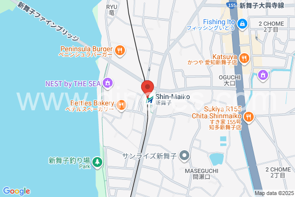 新舞子メンズエステの地図です。map of Shin-Maiko station where spa and massage salons are located