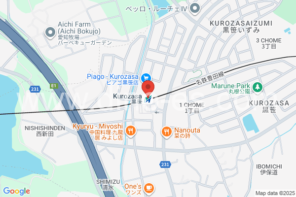 黒笹メンズエステの地図です。map of Kurozasa station where spa and massage salons are located