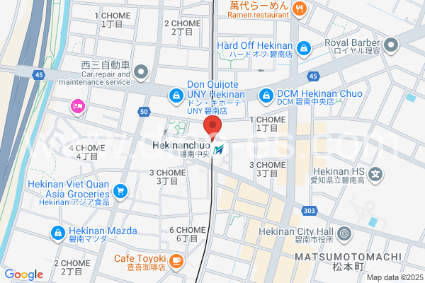 碧南中央メンズエステの地図です。map of Hekinan-Chūō station where spa and massage salons are located
