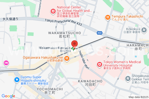 若松河田メンズエステの地図です。map of Wakamatsu-Kawada station where spa and massage salons are located