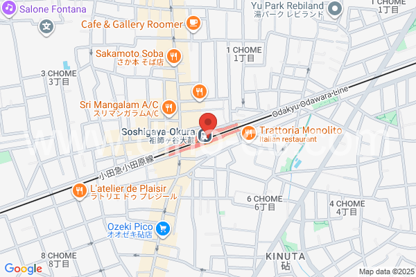 祖師ヶ谷大蔵メンズエステの地図です。map of Soshigaya-Ōkura station where spa and massage salons are located