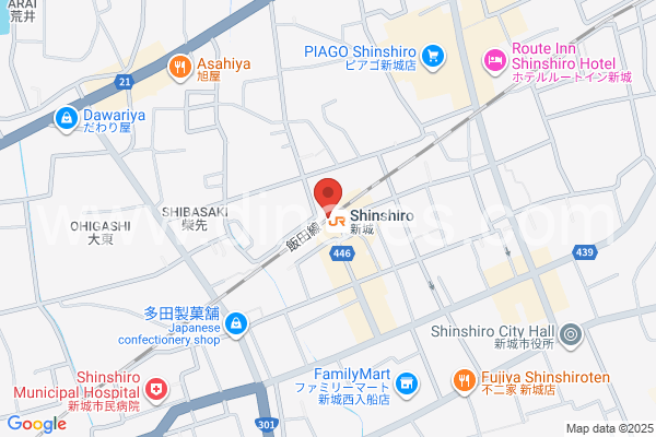 新城メンズエステの地図です。map of Shinshiro station where spa and massage salons are located