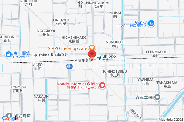 七宝メンズエステの地図です。map of Shippō station where spa and massage salons are located