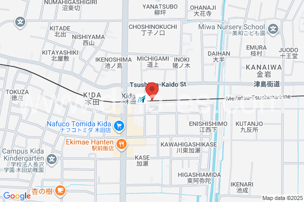 木田メンズエステの地図です。map of Kida station where spa and massage salons are located