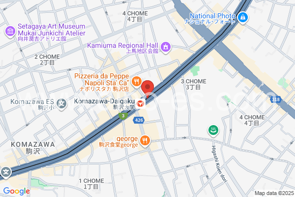 駒沢大学メンズエステの地図です。map of Komazawa station where spa and massage salons are located