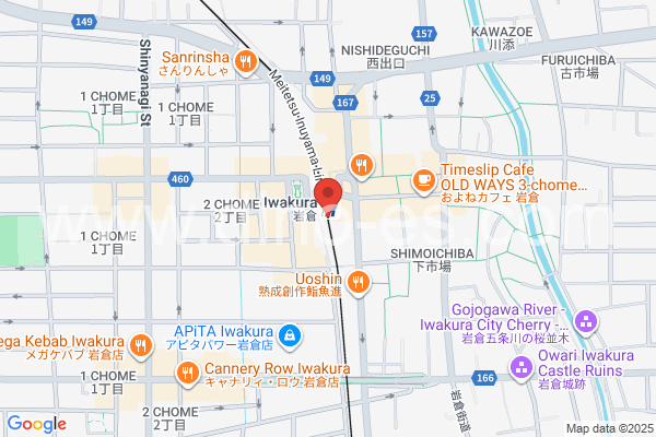 岩倉(愛知)メンズエステの地図です。map of Iwakura station where spa and massage salons are located