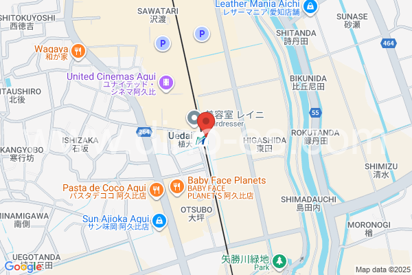 植大メンズエステの地図です。map of Uedai station where spa and massage salons are located